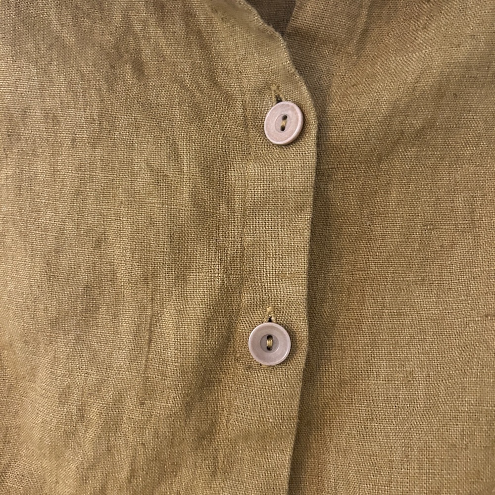 Flax Mustard Olive Short-Sleeve Blouse - Picture 2 of 5